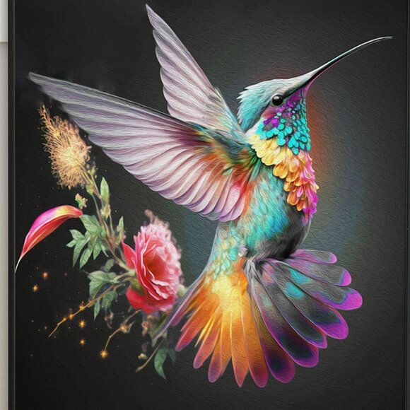 16x20 Hummingbird Watercolor Oil Painting Art Poster Print - Picture 5 of 5